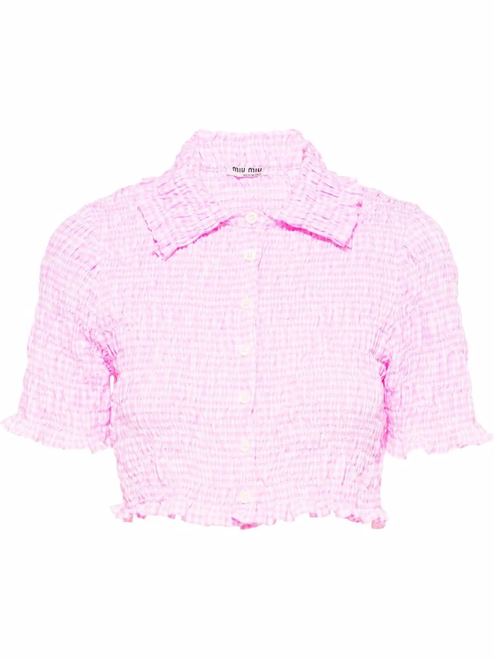 

Miu Miu gingham-check cropped shirt - Pink