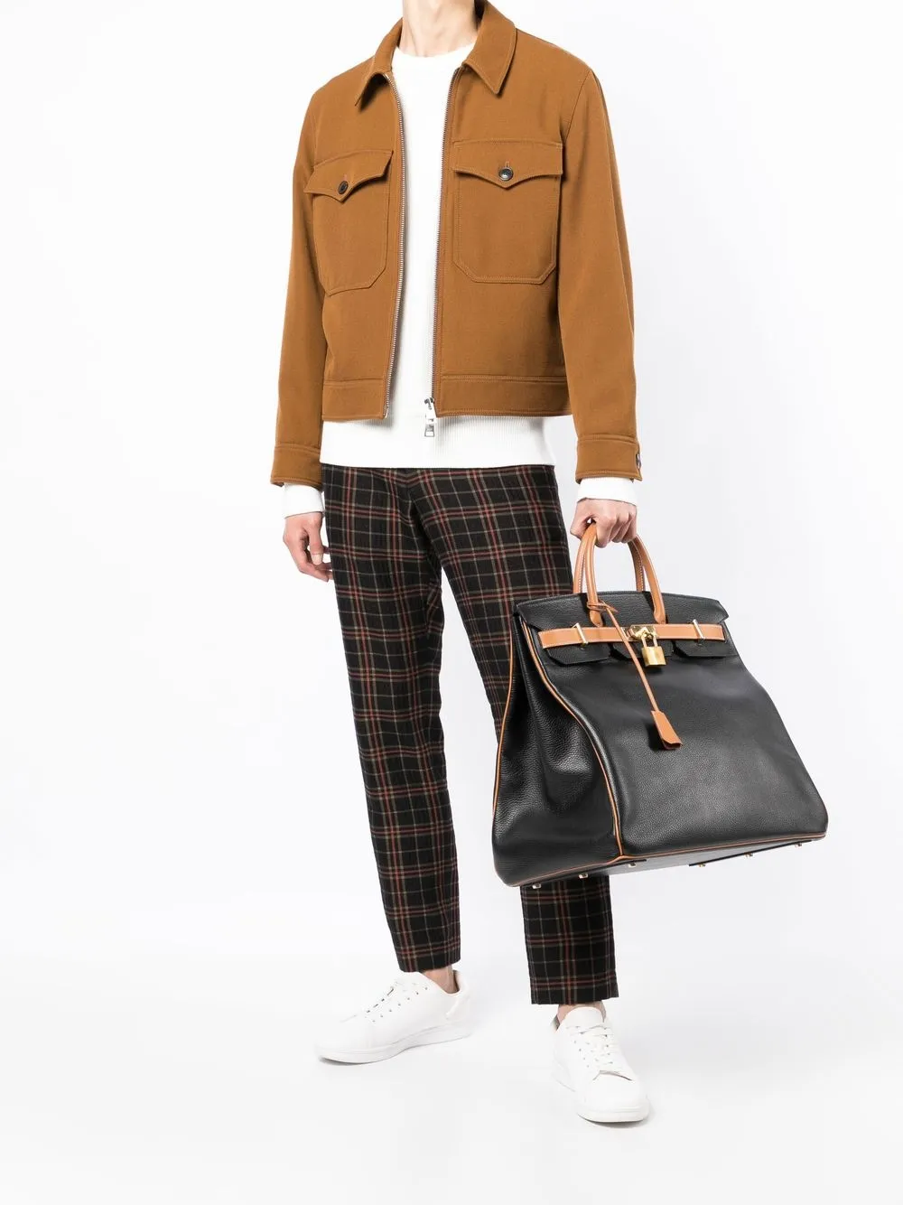 Pre-owned Hermes 2002  Haut À Courroies 45 Tote Bag In Brown