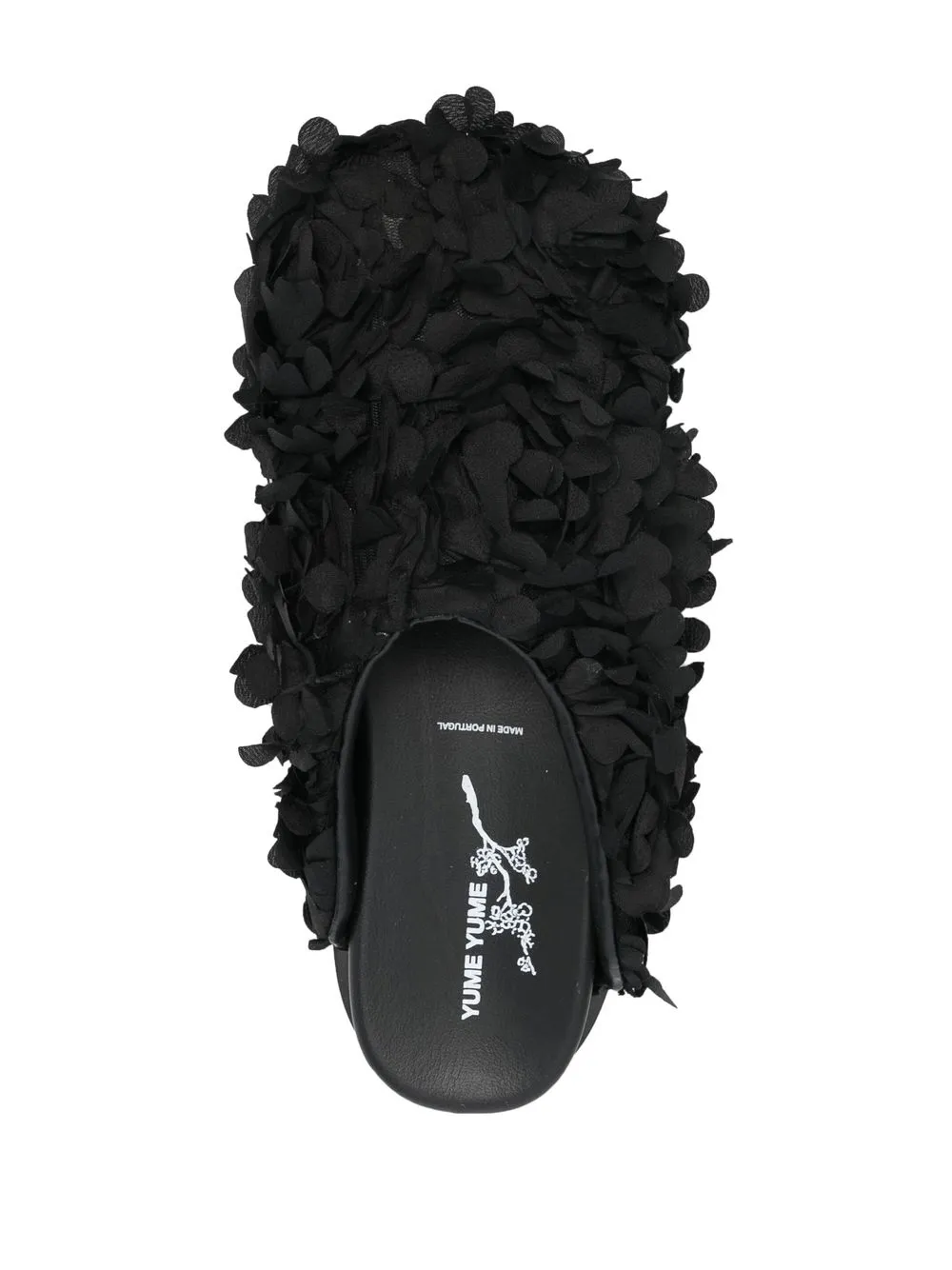 YUME petal textured sliders Black