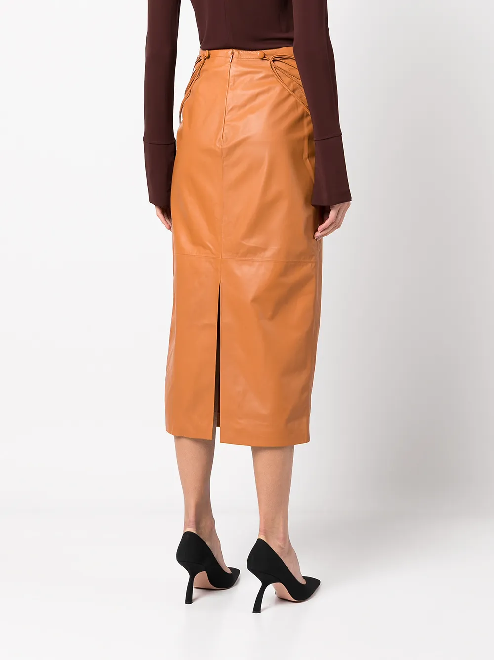 Rochas Pencil Midi Skirt In Brown