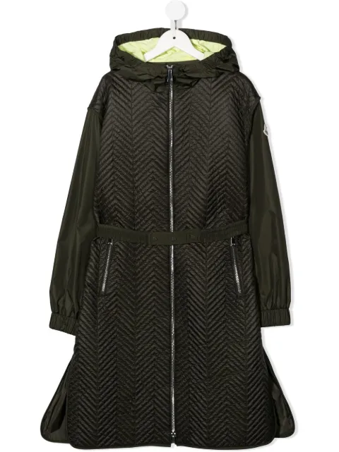 Moncler Enfant belted hooded coat