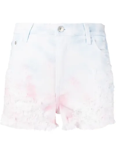 tie-dye distressed denim shorts 