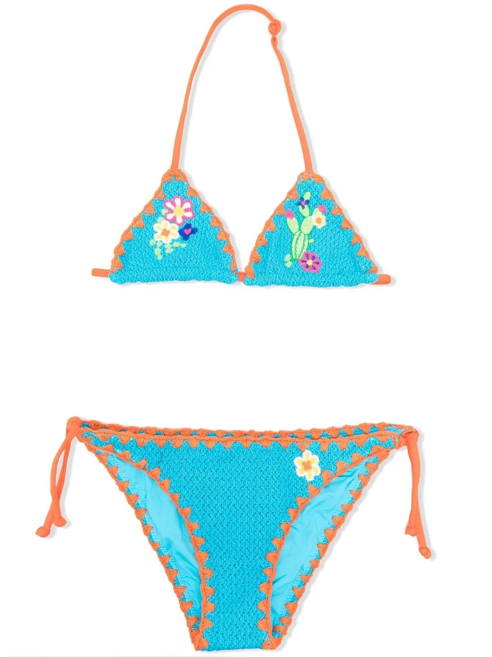 

MC2 Saint Barth Kids bikini floral de crochet - Azul