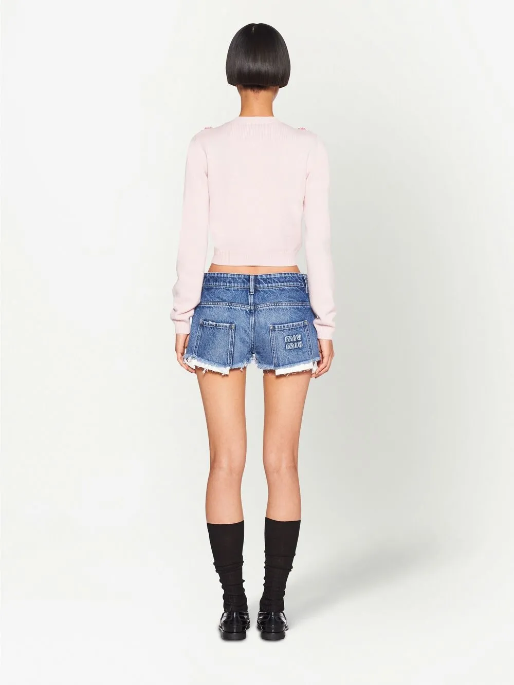 Miu Miu Layered Denim Shorts - Farfetch