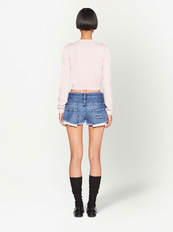 BALMAIN, Monogram Denim Shorts, Women