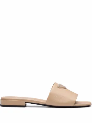 Prada Logo Flat Sandals Farfetch
