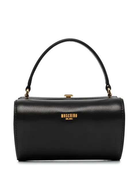 Moschino شنطة جلد صغيرة ببروش شعار الماركة