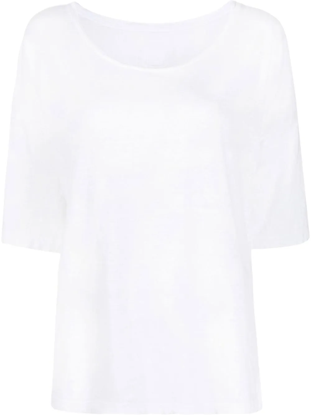 

120% Lino playera holgada con cuello redondo - Blanco