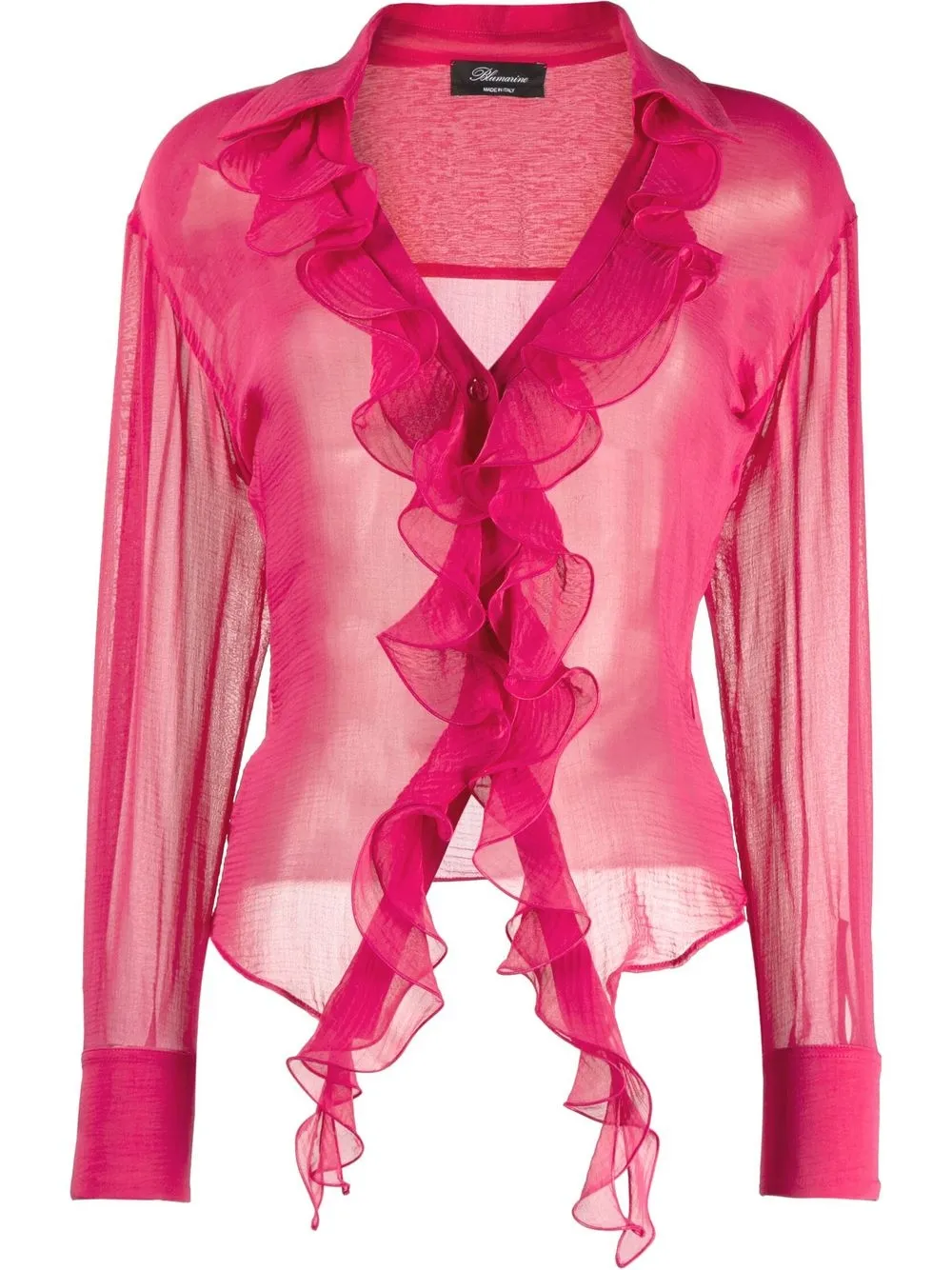 

Blumarine blusa manga larga con volantes - Rosado