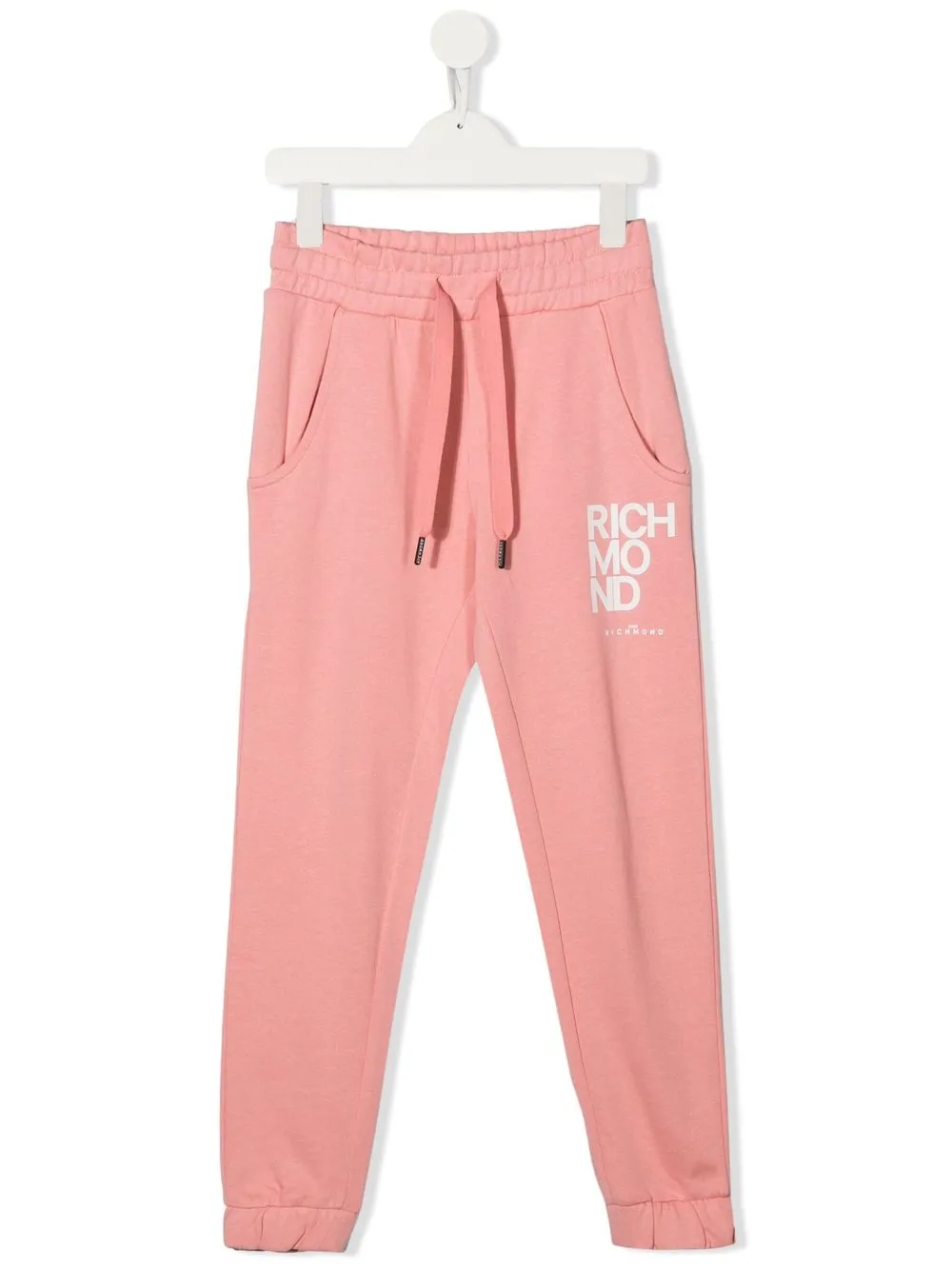 

John Richmond Junior pants con cordones en la pretina y logo estampado - Rosado