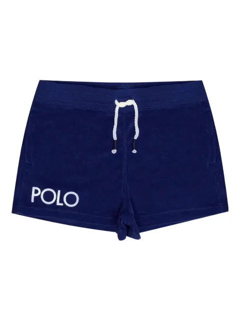 POLO RALPH LAUREN KIDS logo-embroidered velour shorts