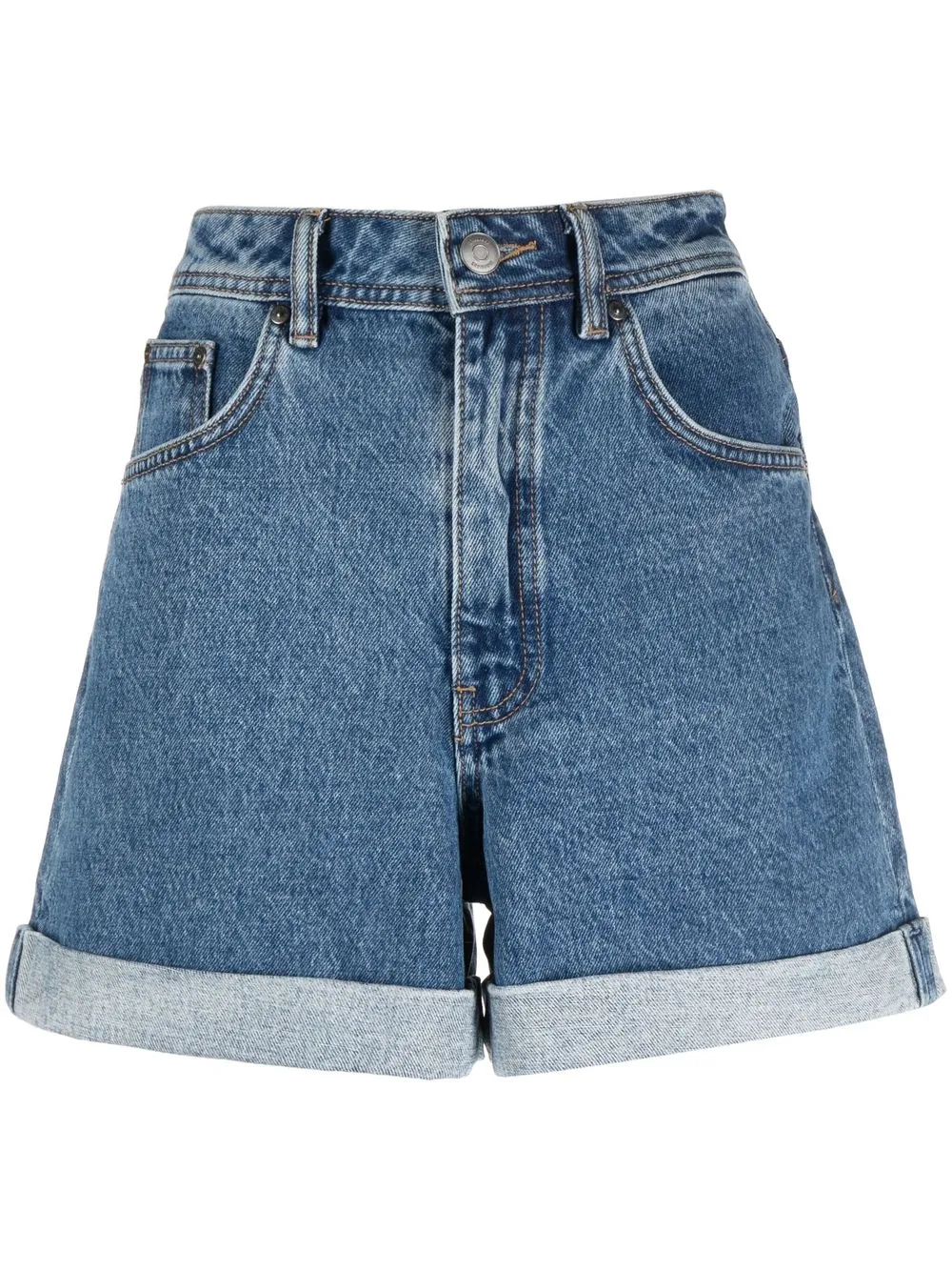 

12 STOREEZ shorts de mezclilla con efecto lavado - Azul