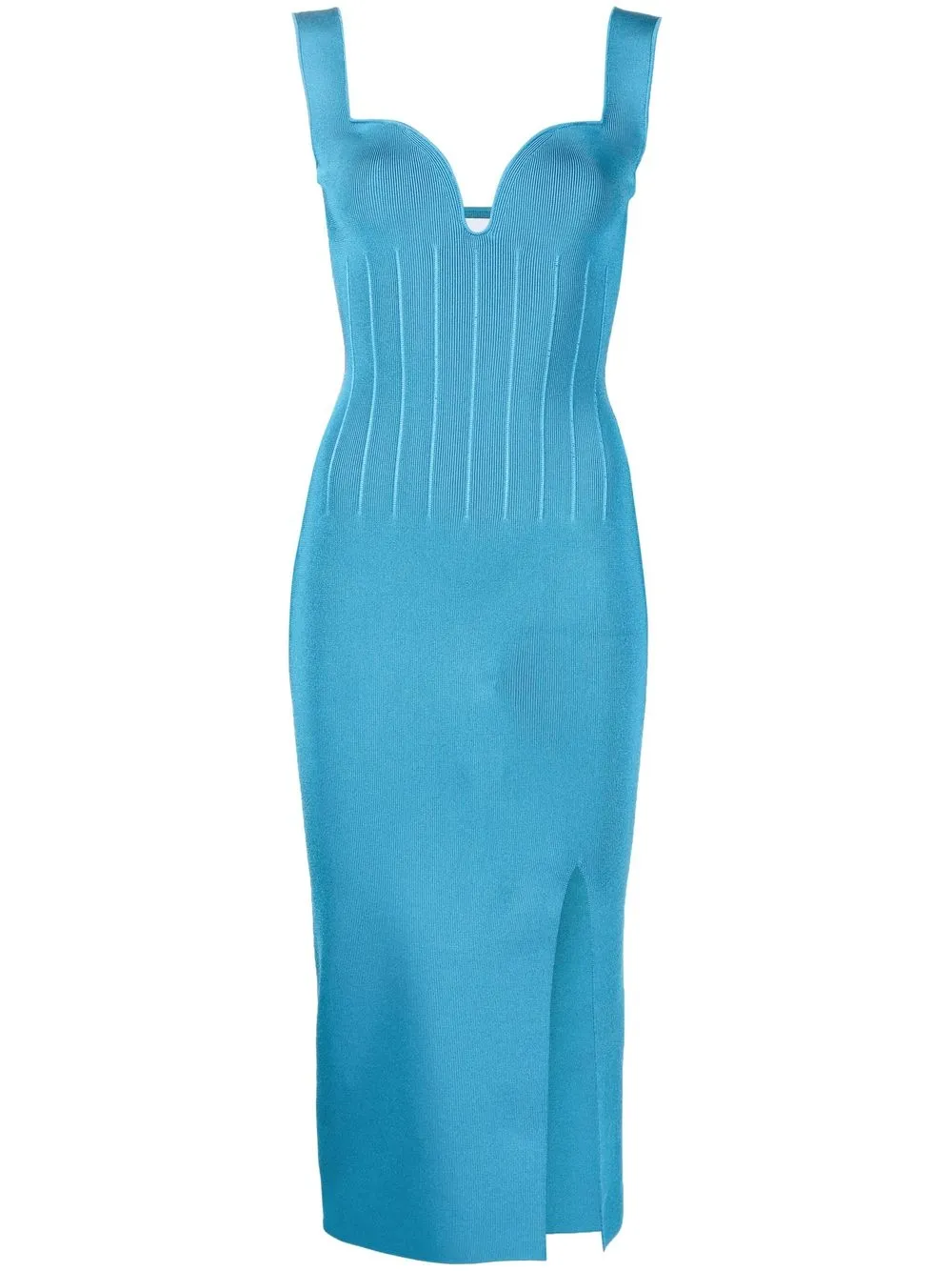 

Galvan ribbed-bodice fitted midi-dress - Blue