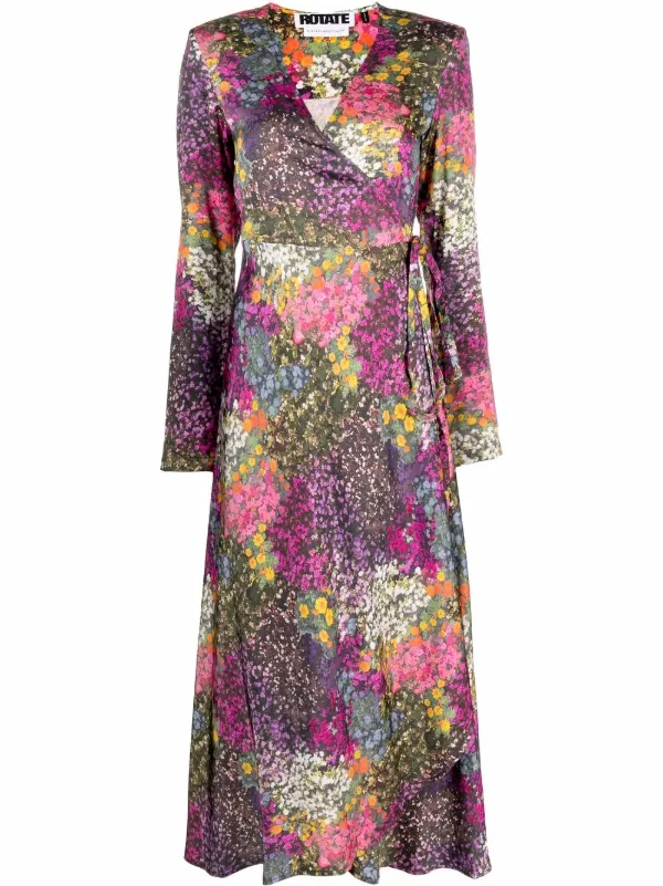ROTATE floral-print Wrap Dress - Farfetch