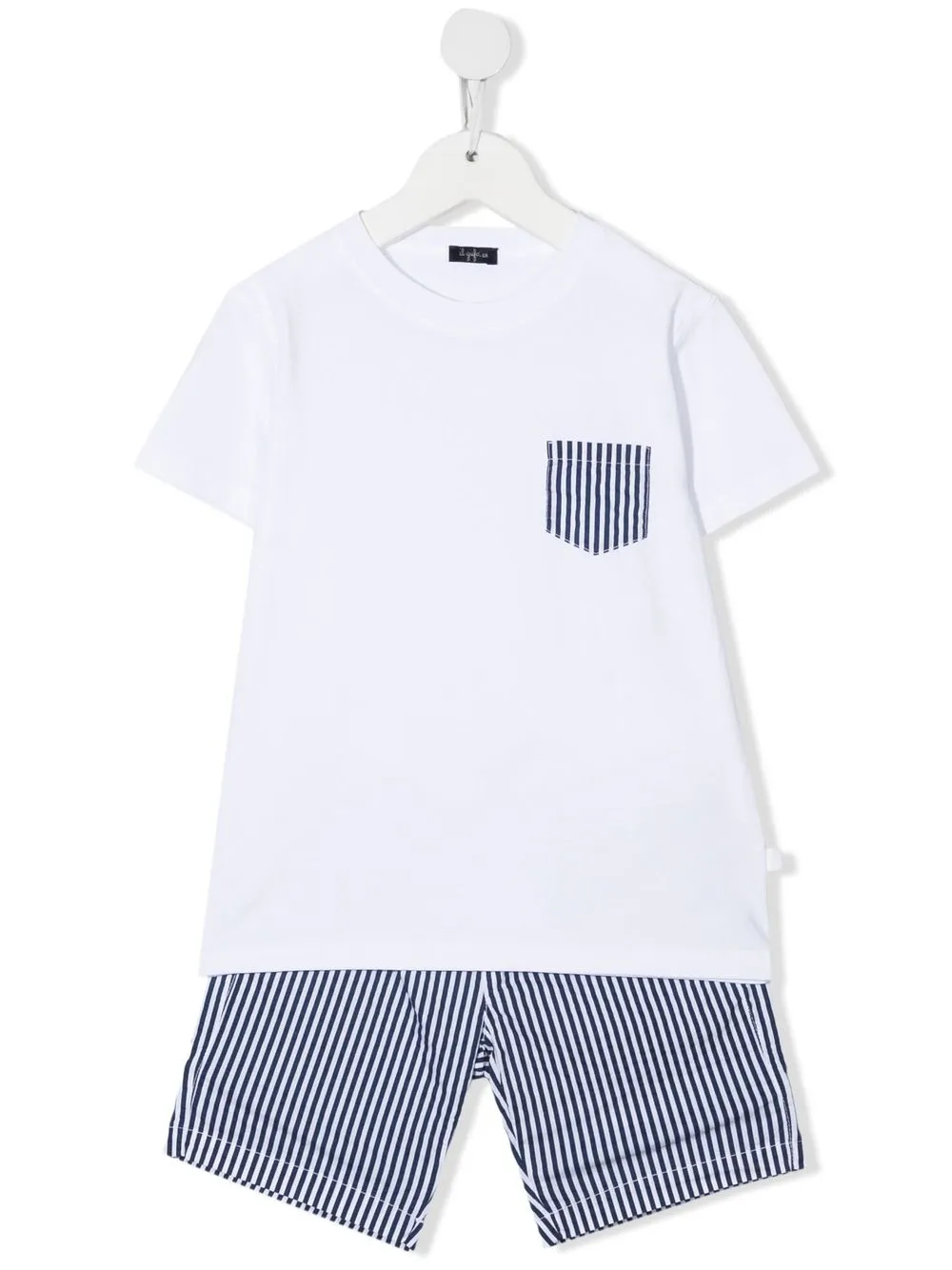 

Il Gufo set de shorts y playera con motivo de rayas - Blanco