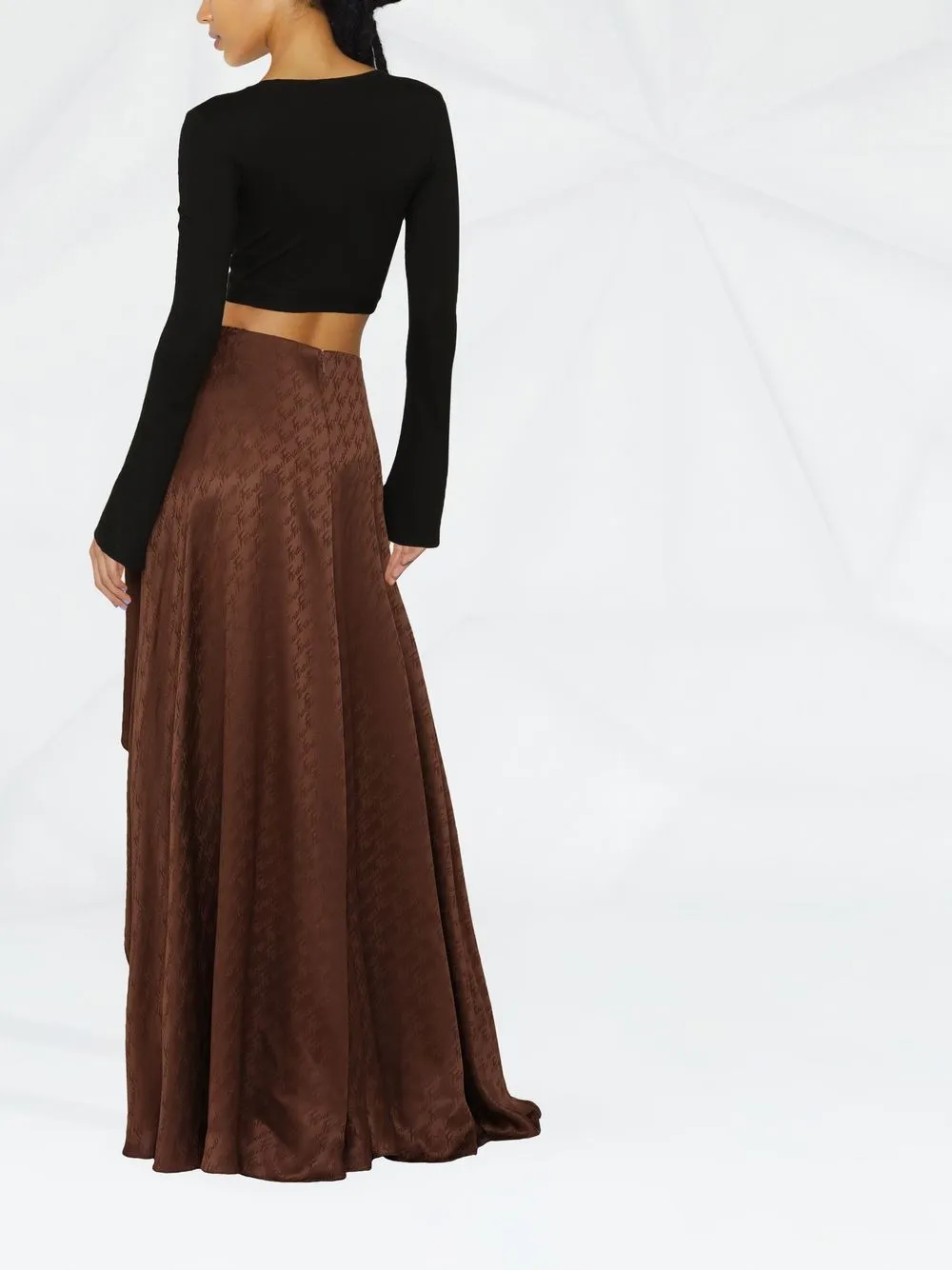 Fendi Wide-leg Monogram-pattern Trousers In Brown