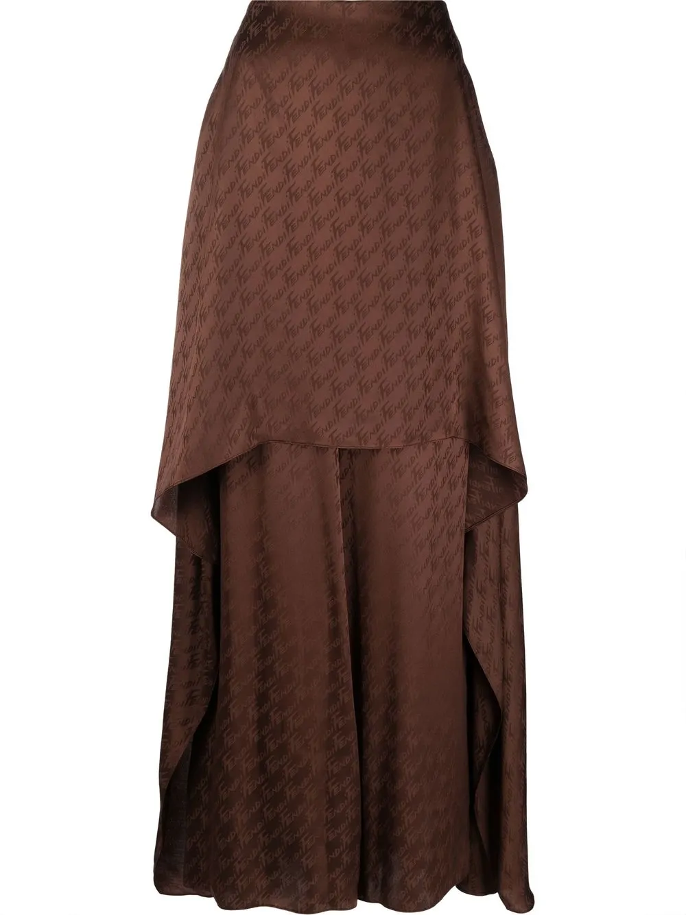 Fendi Wide-leg Monogram-pattern Trousers In Brown