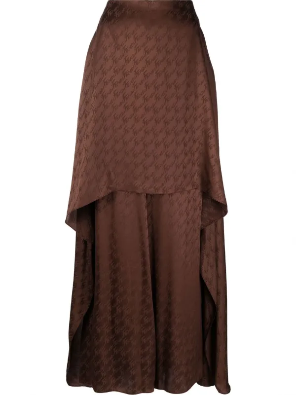 Fendi Wide-leg Monogram-pattern Trousers in Brown