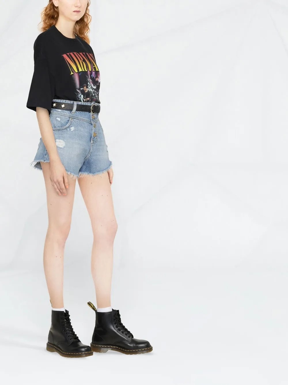  Pinko Ausgefranste Shorts Im Distressed Look   Blau 