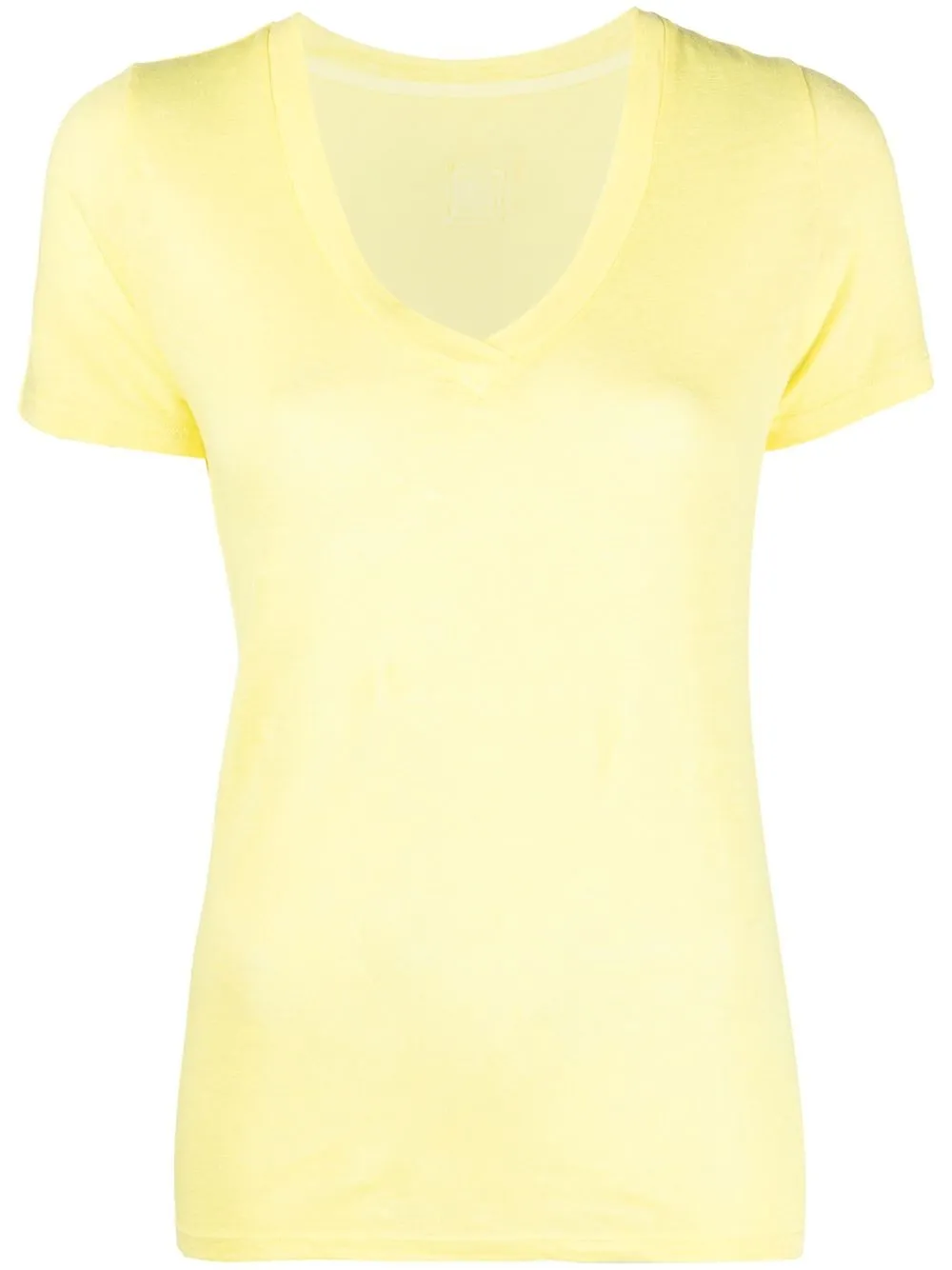 

120% Lino playera con cuello en v - Amarillo