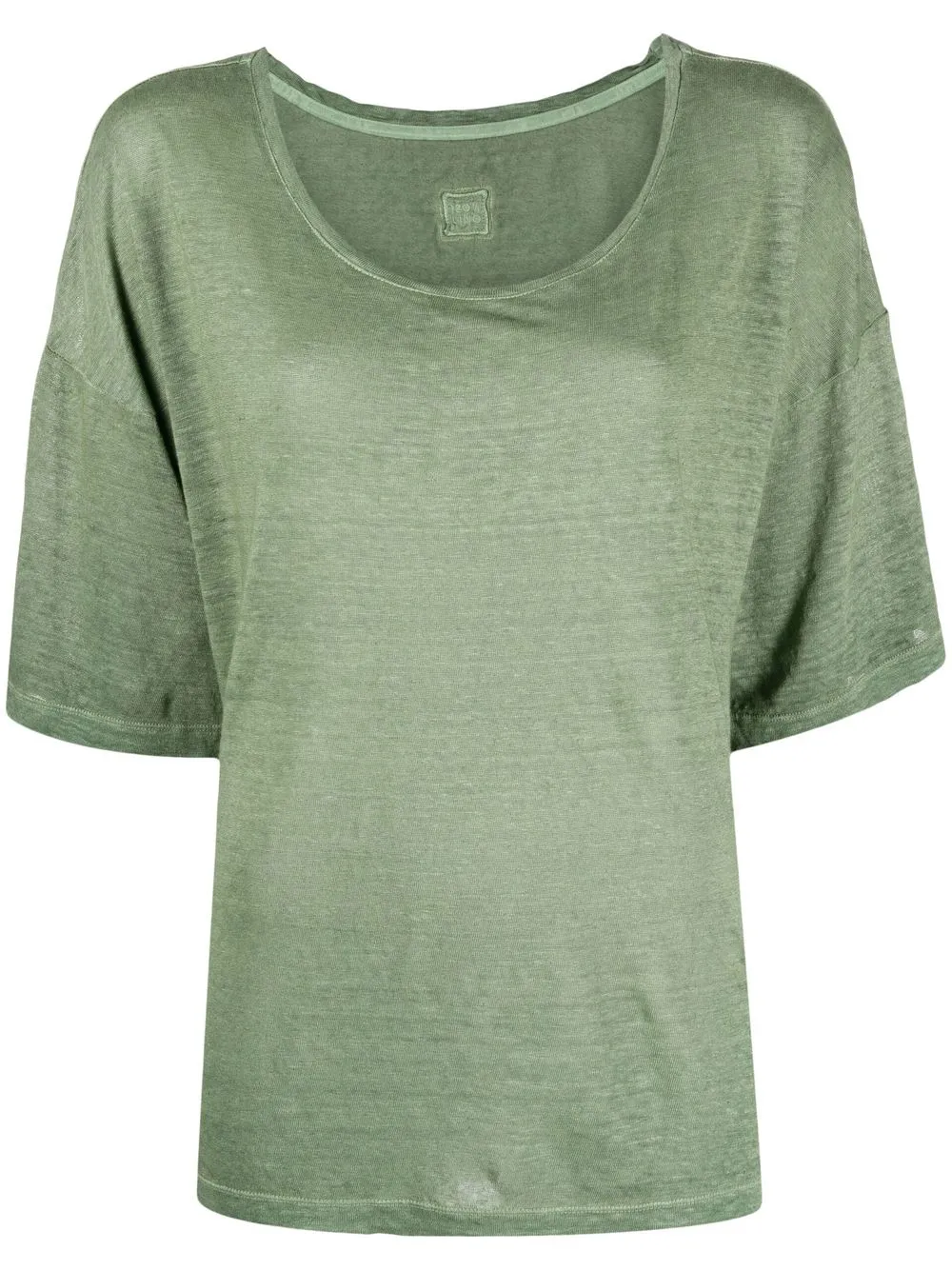 

120% Lino playera con cuello redondo - Verde