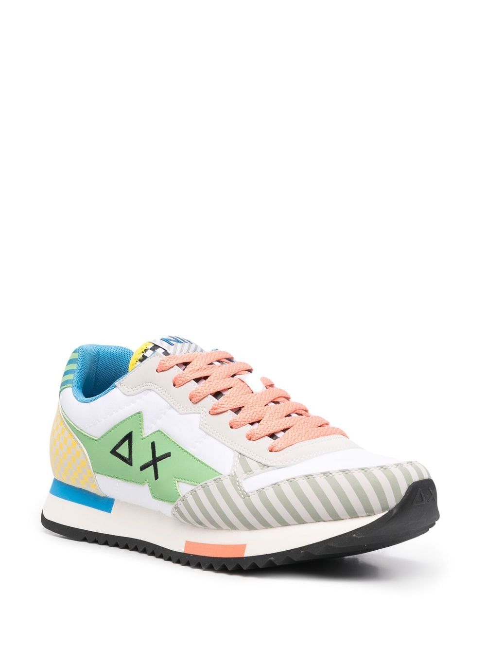 Shop Sun 68 Colour-block Leather Sneakers In White