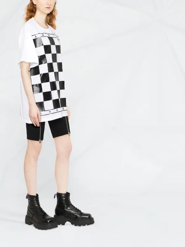【MM6 Maison Margiela】Cotton short sleeve T-shirt/追跡可能 MM6 Maison Margiela Checked short-sleeve T-shirt | White