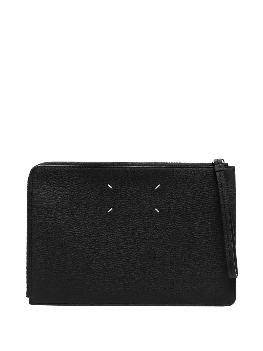 maison margiela pochette à surpiqûres contrastantes - noir