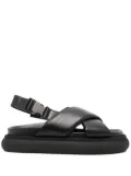 Moncler cross-strap leather sandals - Black