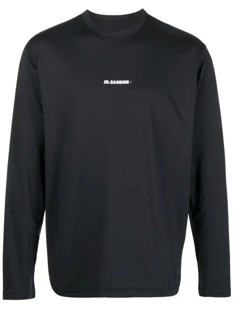 Jil Sander + logo 印花圆领平纹针织上衣