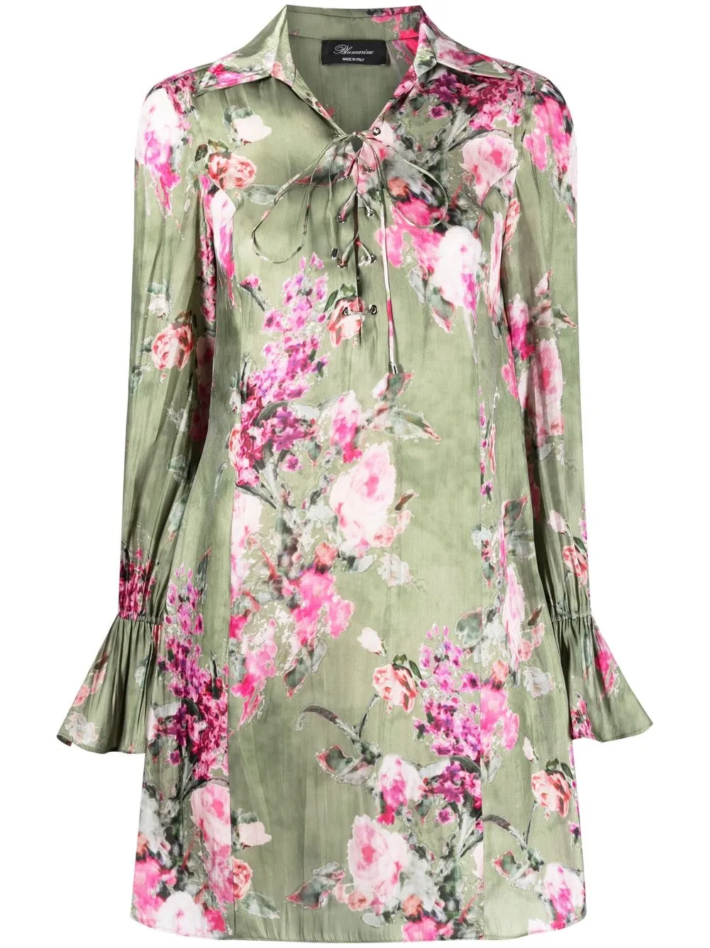 

Blumarine vestido camisero con estampado floral - Verde