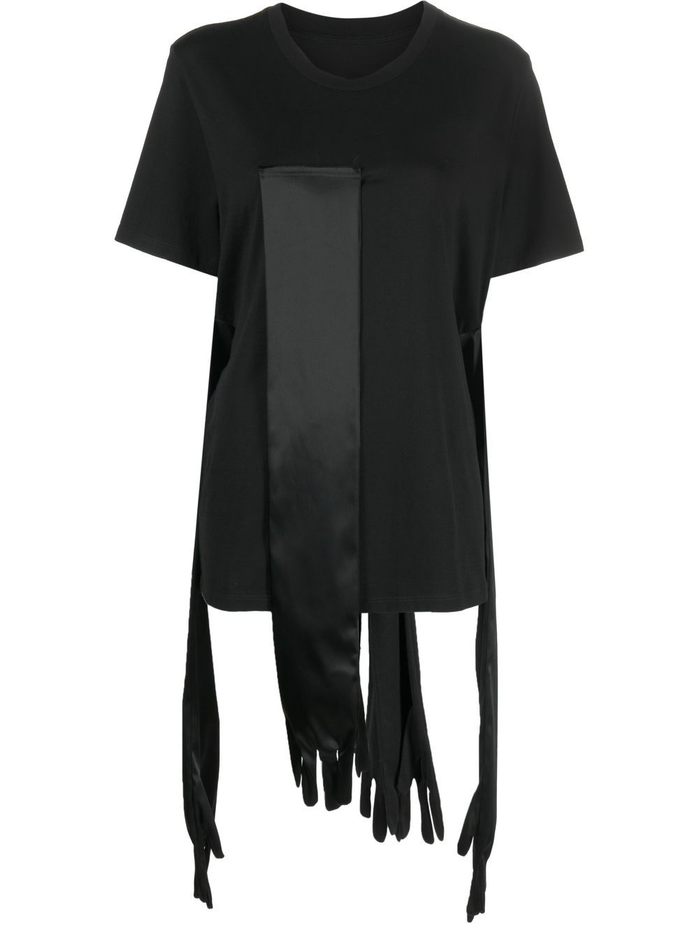 

MM6 Maison Margiela playera drapeada con panel en satén - Negro