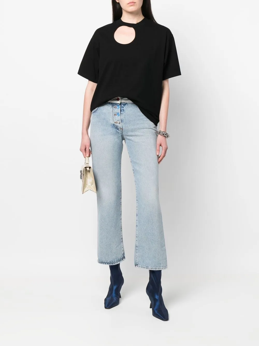 Off-White T-shirt met uitgesneden details Zwart