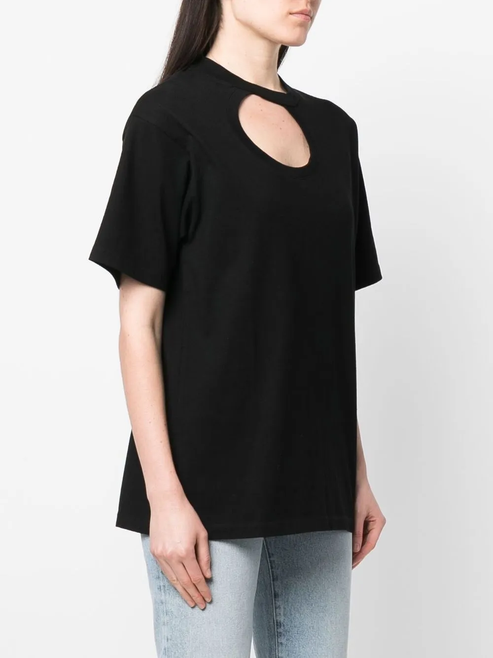 Off-White T-shirt met uitgesneden details Zwart