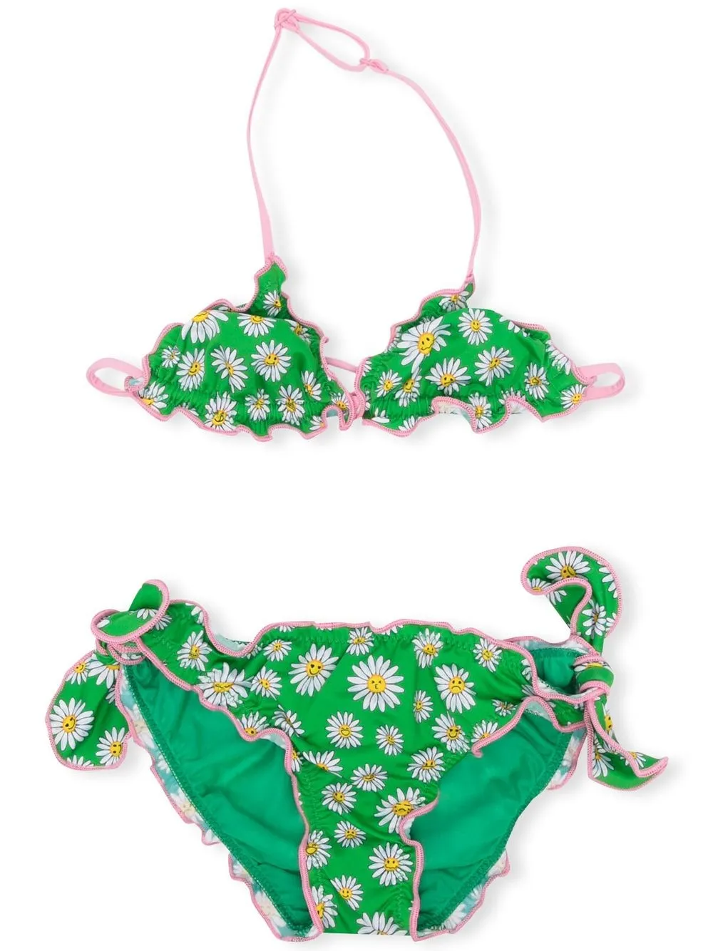 

MC2 Saint Barth Kids bikini con margaritas estampadas - Verde