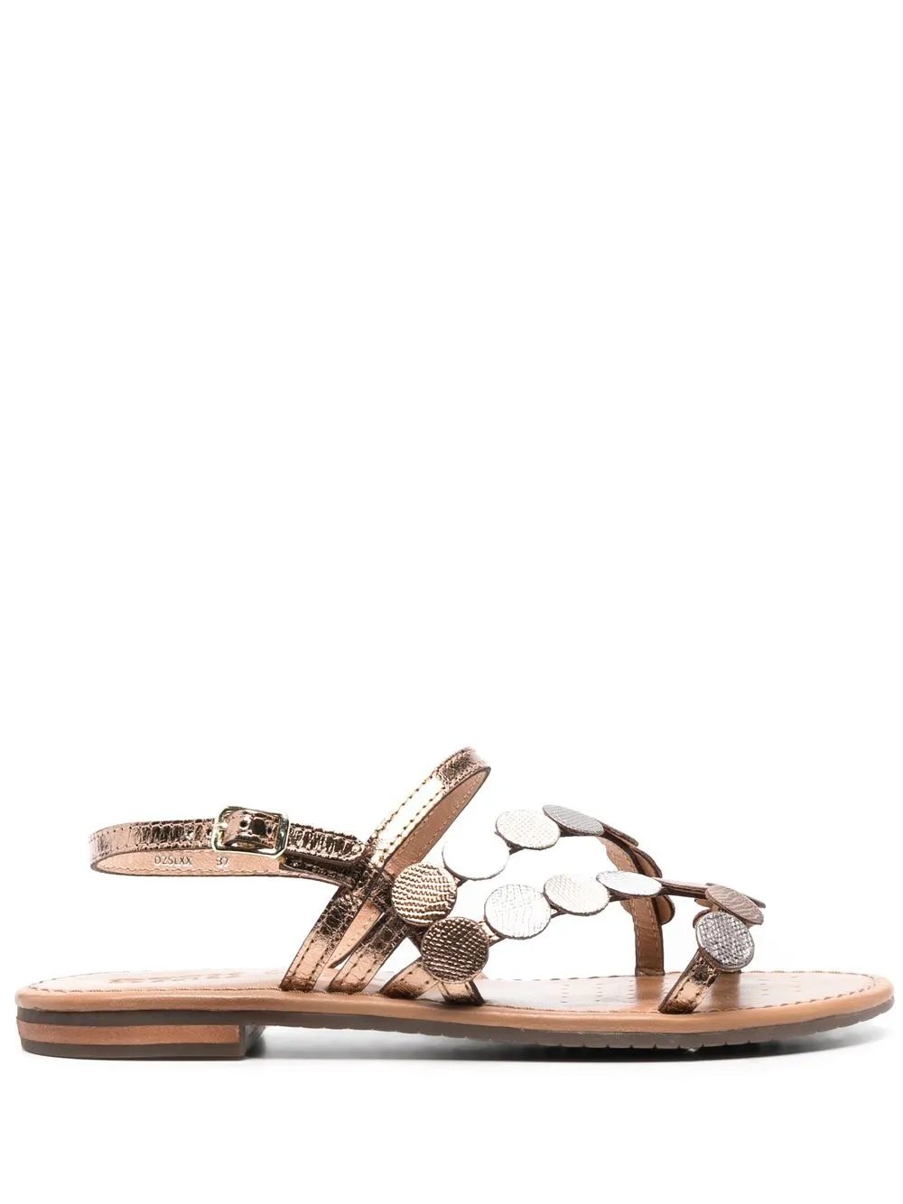 Geox Sozy 15mm Embossed Leather Sandals In Gold