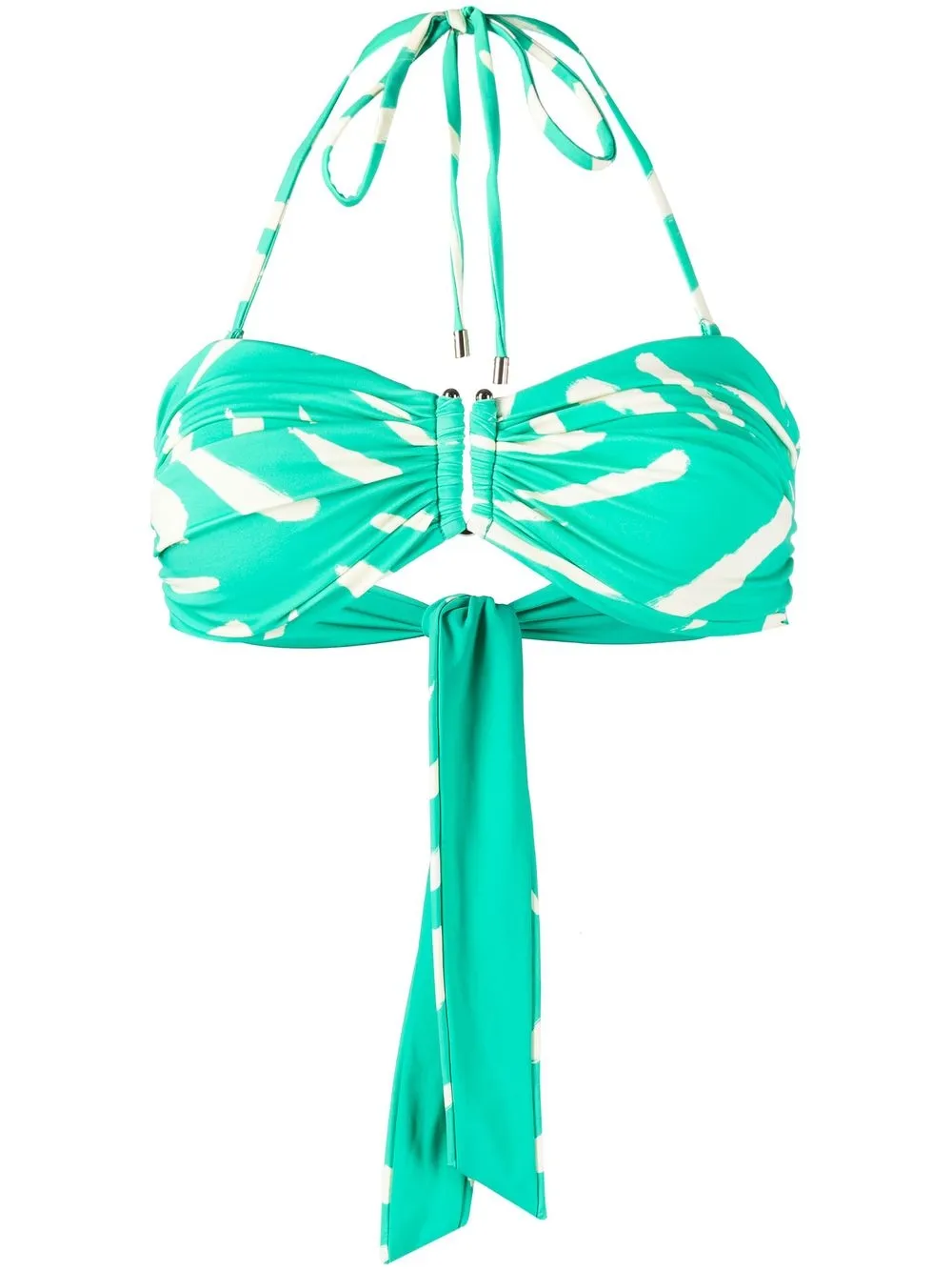 

Self-Portrait top de bikini fruncido con cuello halter - Verde