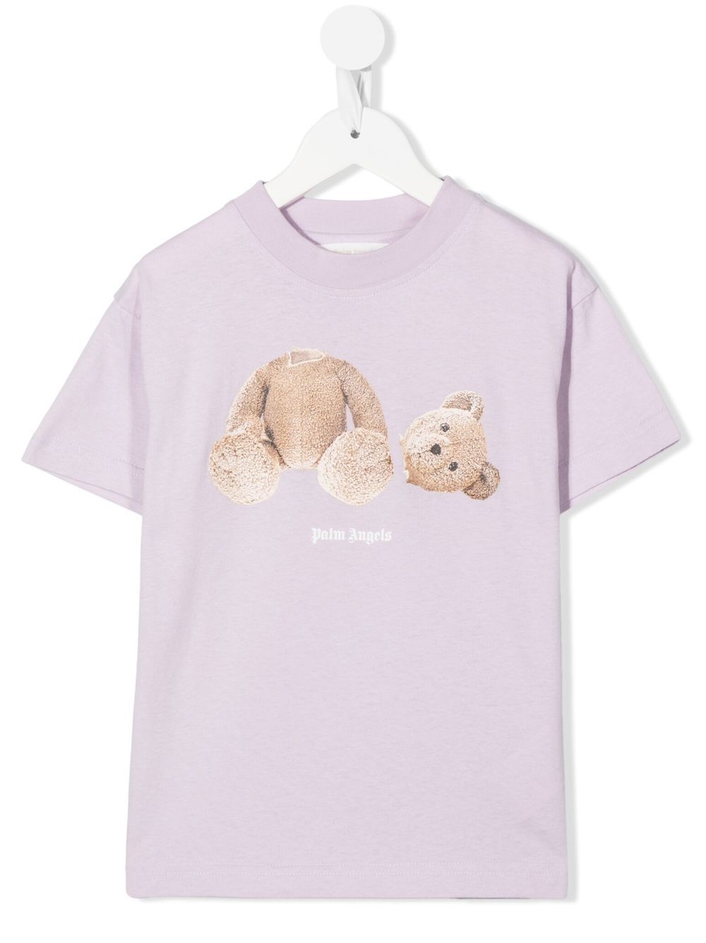 Palm Angels Kids Teddy Bear-print cotton T-shirt - Purple