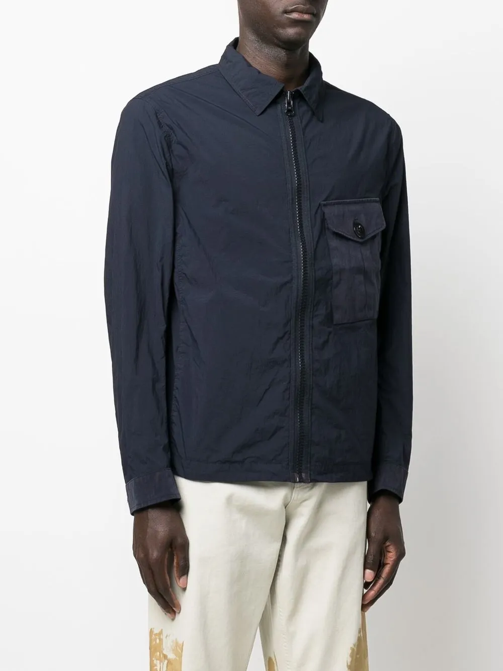 Ten C Zip-up Pocket Shirt Jacket In Blau