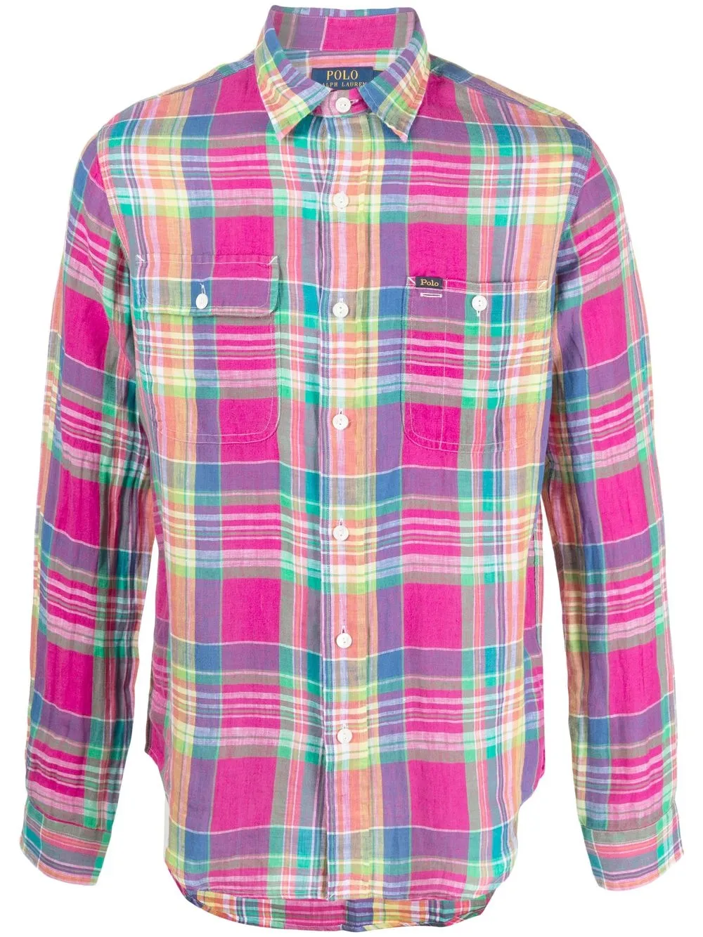 

Polo Ralph Lauren check-print linen shirt - Pink