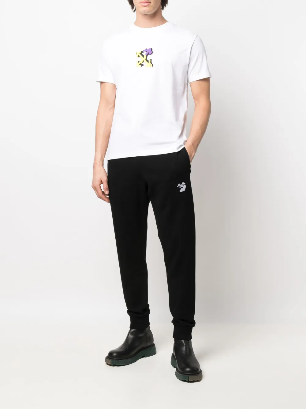 off-white logo印花棉运动裤 图 2