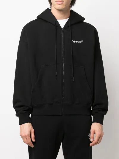 White Caravaggio-print zip-up hoodie 