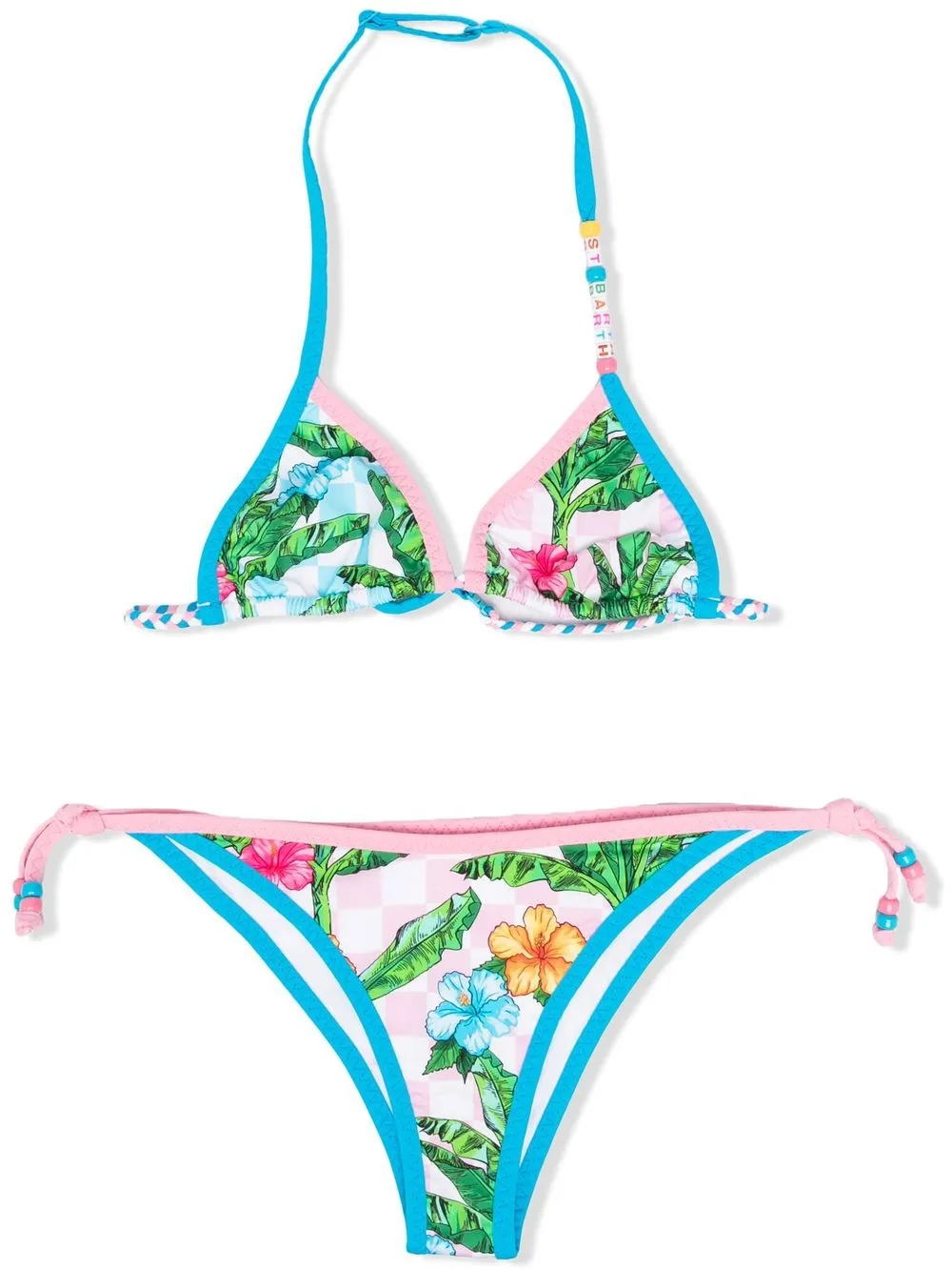 

MC2 Saint Barth Kids bikini con estampado de flores - Azul
