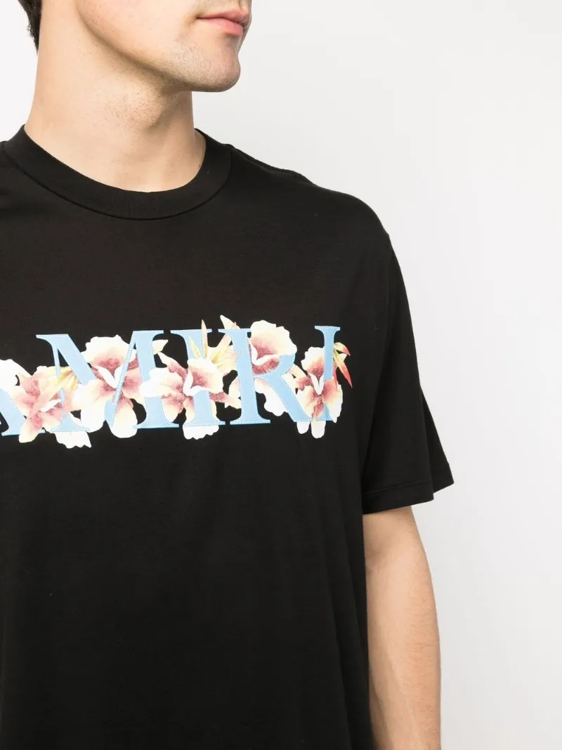 AMIRI floral-print logo T-shirt black 