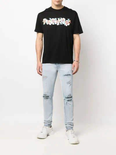 AMIRI floral-print logo T-shirt black 