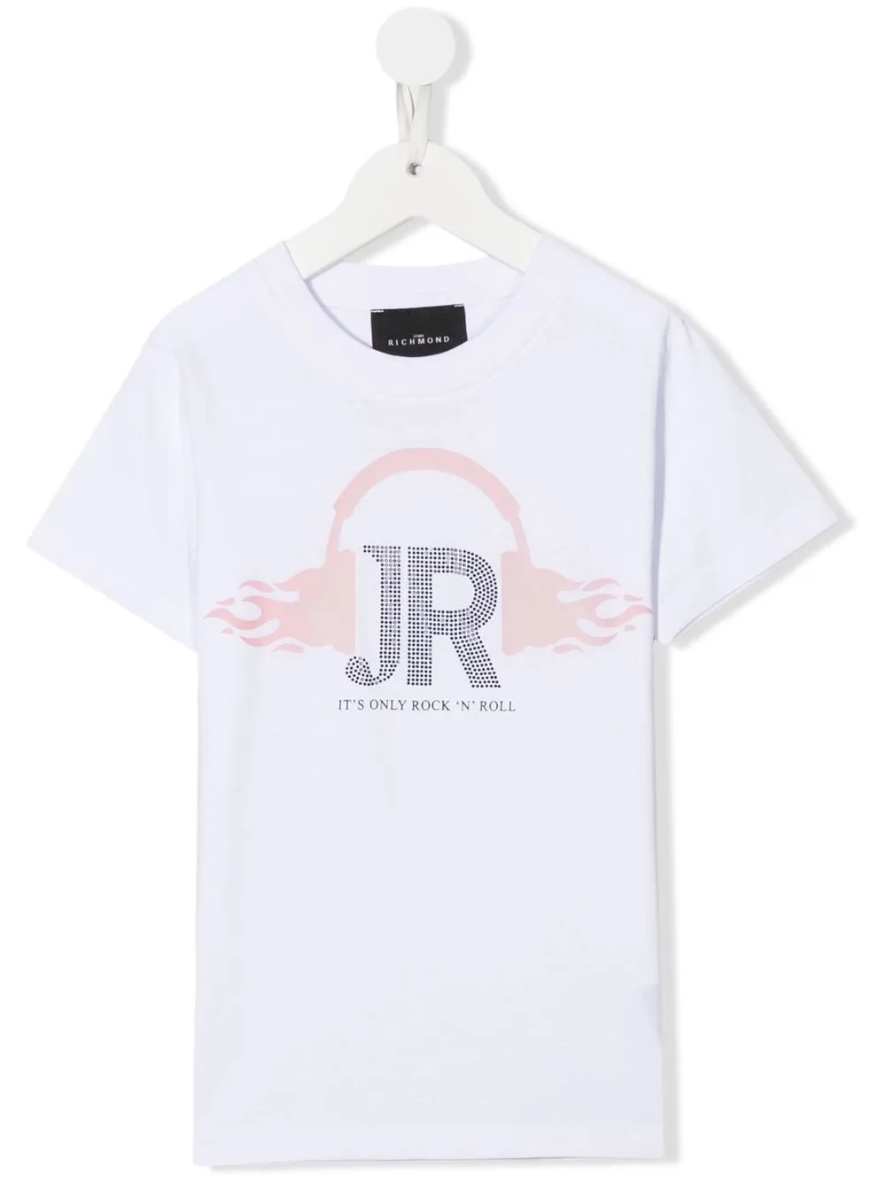 

John Richmond Junior studded-logo slogan-print T-shirt - White