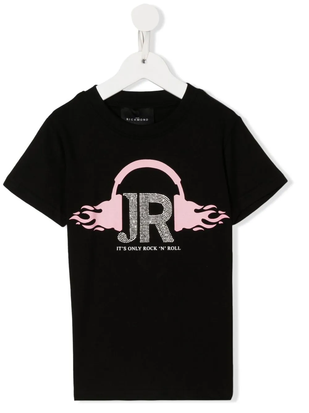 

John Richmond Junior logo-studded slogan-print T-shirt - Black