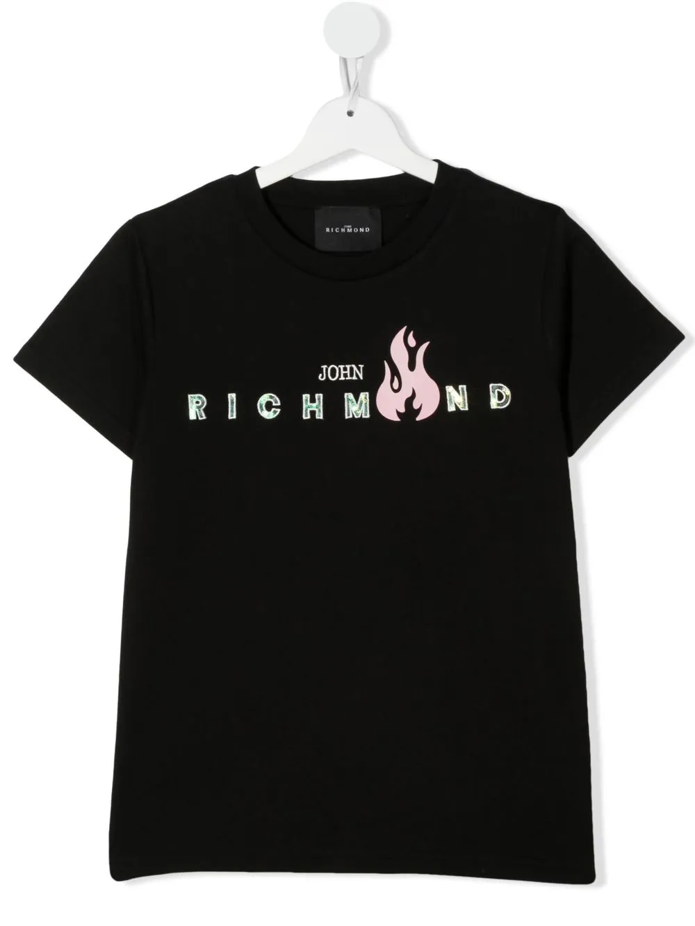 

John Richmond Junior playera con logo estampado - Negro