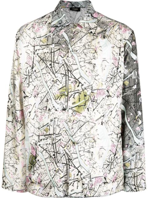 FENDI camisa con motivo Map