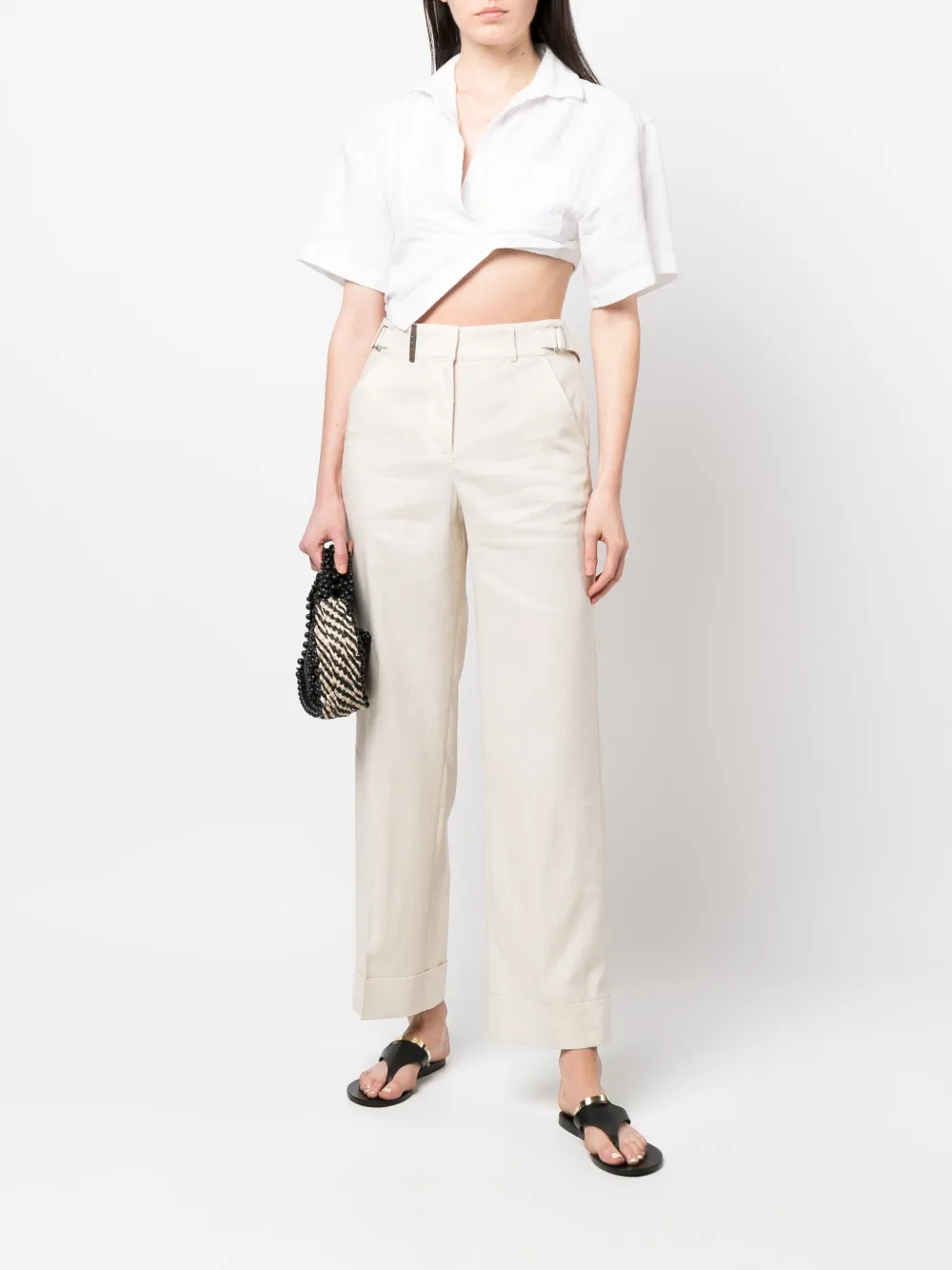 Peserico High waist broek - Beige
